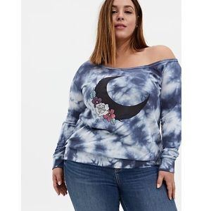 Torrid Moon Vintage Indigo Tie-Dye Terry Off Shoulder Sweatshirt